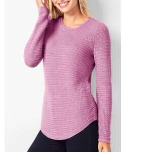 TALBOTS Basketweave Lambswool Blend Crewneck Sweater‎ Sweet Pea Violet Sz M